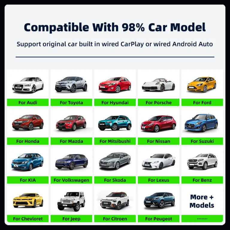 آداپتور دوکاره بی‌سیم CarPlay و Android Auto جعبه اتصال خودرو به سیستم اصلی