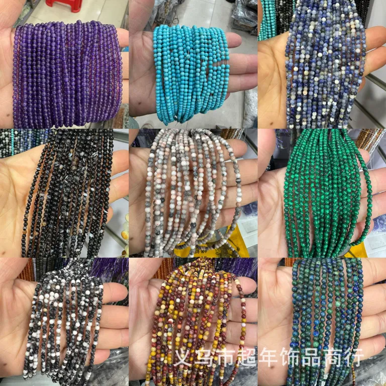 2mm3mm4mm مهره‌های گرد کوچک سنگ طبیعی، لوازم جانبی زیورآلات، آمیتیست، آونتورین سبز، تورمالین، مهره‌های DIY عمده