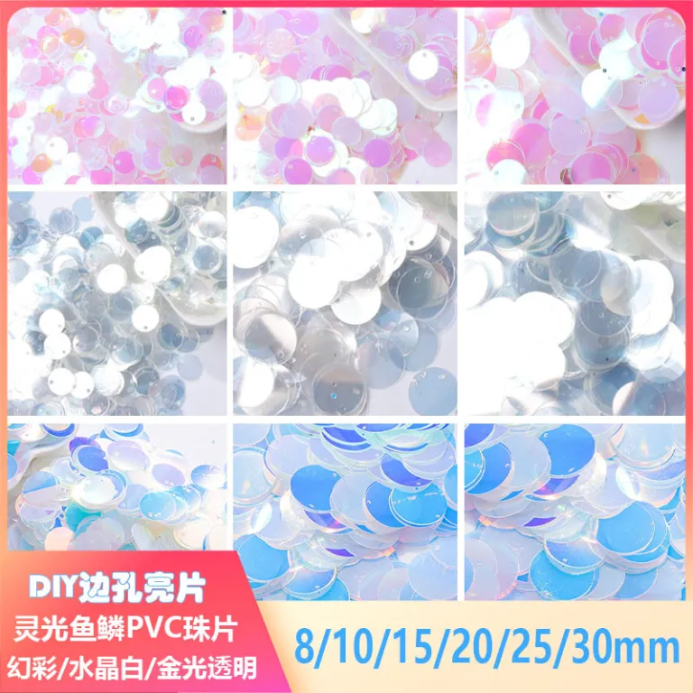 8/10/15/20/25/30mm پولک گرد لبه‌سوراخ فلس ماهی برای دوخت دستی DIY، ملزومات لباس، زیورآلات کوچک و آویز