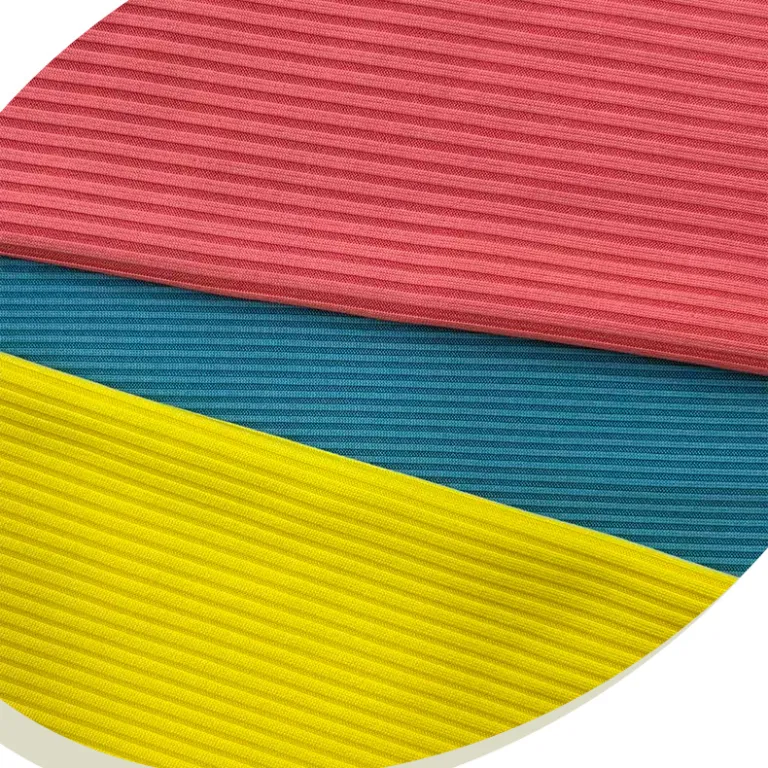 پارچه کشباف آجدار پلیاستر-اسپندکس 4*3 آماده 210g پارچه آجدار با کشسانی بالا برای تاپ، زیرپوش و تیشرت