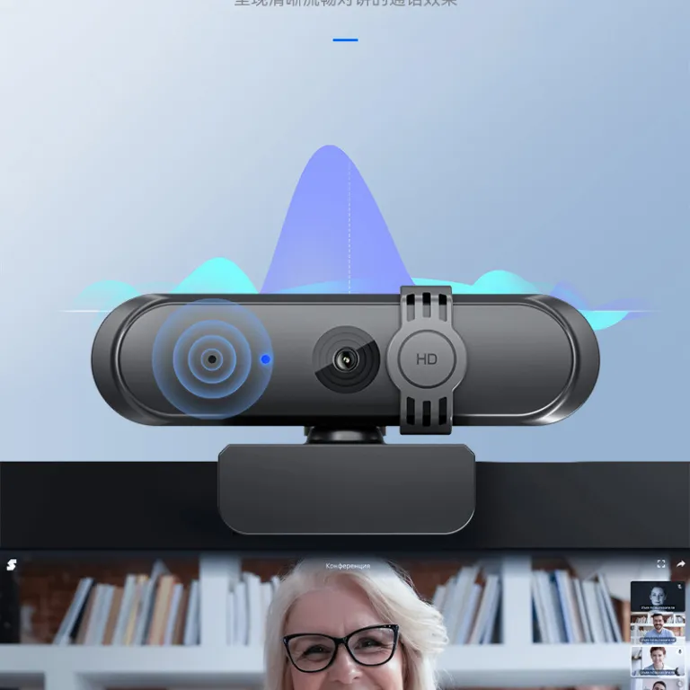 1080P دوربین دیجیتال با محافظ حریم خصوصی، دوربین HD با میکروفون یکپارچه، فوکوس ثابت، دوربین کامپیوتر رومیزی