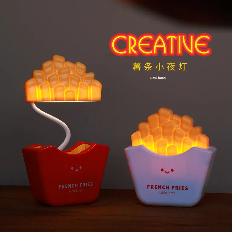 چراغ خواب همبرگری خلاقانه LED شارژی کنار تخت مخصوص کودکان با مدادتراش و محفظه، چراغ رومیزی هدیه