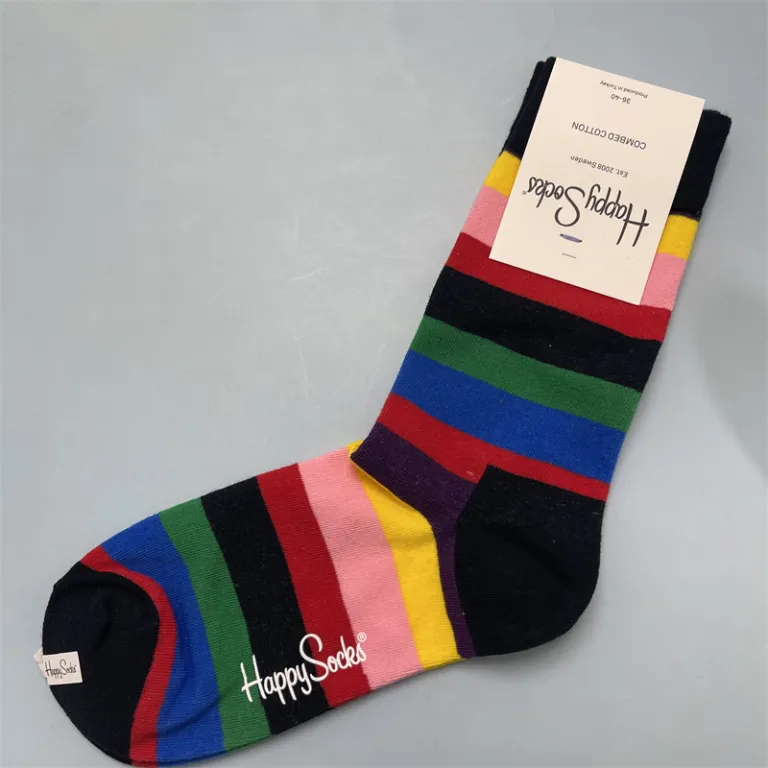 جوراب زنانه رنگارنگ HappySocks طرح کارتونی بامزه مدل اینستاگرامی نیمه‌ساقه بیرونی خیابانی