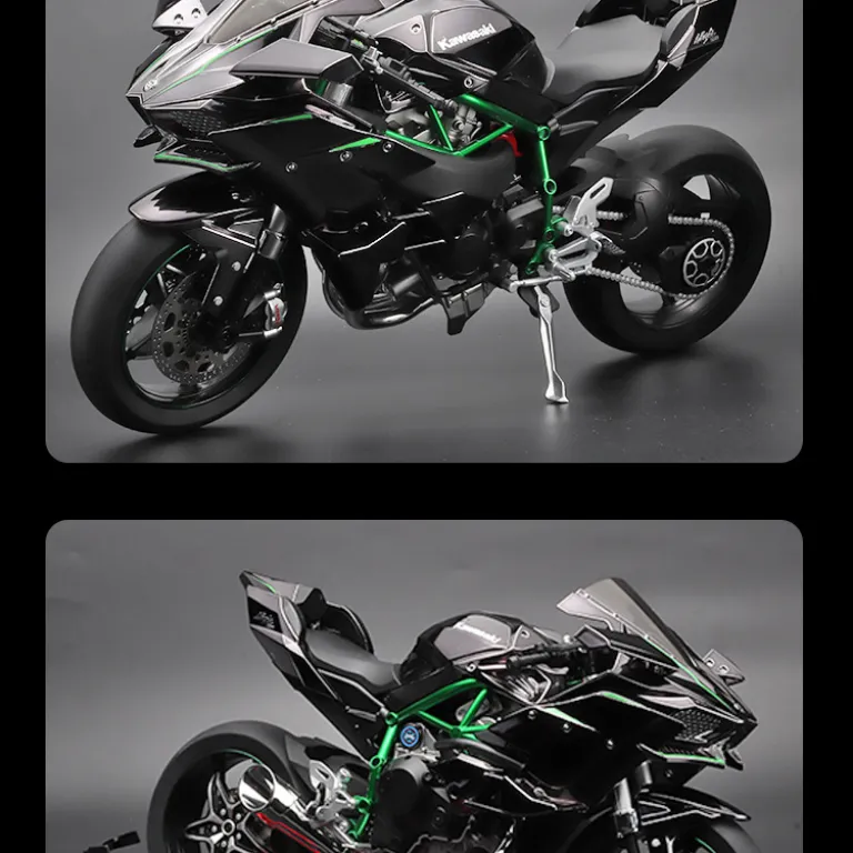 سایز بزرگ 1:6 کاوازاکی H2R مدل موتورسیکلت آلیاژی با قابلیت استارت و جرقه، اسباب‌بازی پسرانه