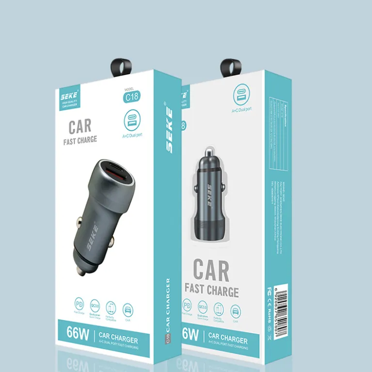 آداپتور فندکی شارژ سریع دو پورت A+C شی‌کو C18 PD30W مناسب شارژ گوشی‌های اپل و اندروید
