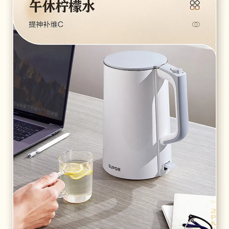 کتری برقی استیل ضد زنگ دو جداره ضد سوختگی سوپور 1.7L با ظرفیت بالا جوش سریع بدون درز