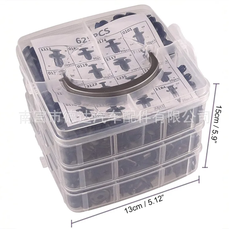 جعبه‌ای کراس بورد گیره خودرو 620pcs کیت اتصال دهنده ثابت خودرو، پرچ و گیره سپر و گلگیر