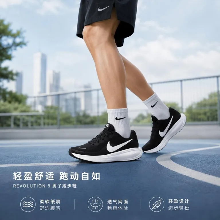 کفش دویدن مردانه Nike REVOLUTION 8 با رویه مش تنفس‌پذیر