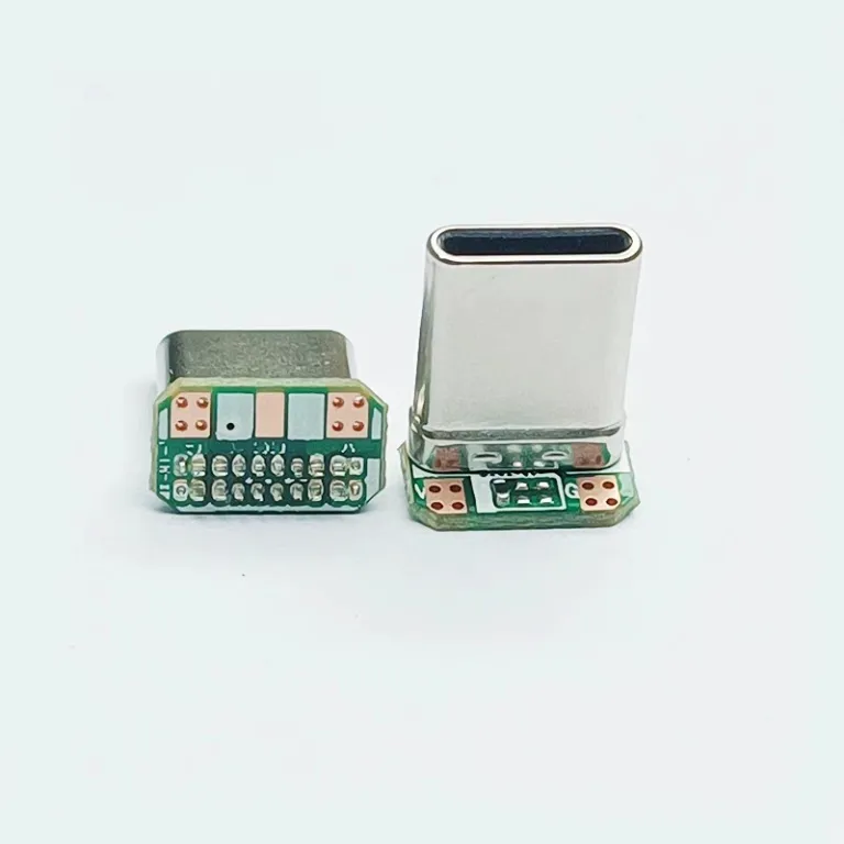 TYPE-C کانکتور نری عمودی 16Pin با برد PCB 2/3/4/5/6 پد لحیم کشیده 90 درجه L شکل