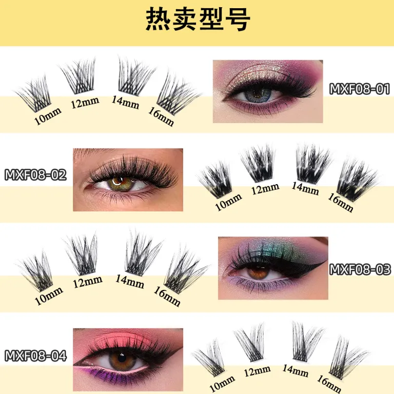 مژه مصنوعی بدون چسب آمازون، ست مژههای تکه‌ای فر و پرپشت DIY کراس‌بردر cluster lashes