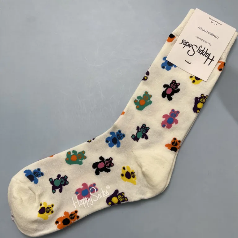 جوراب زنانه رنگارنگ HappySocks طرح کارتونی بامزه مدل اینستاگرامی نیمه‌ساقه بیرونی خیابانی
