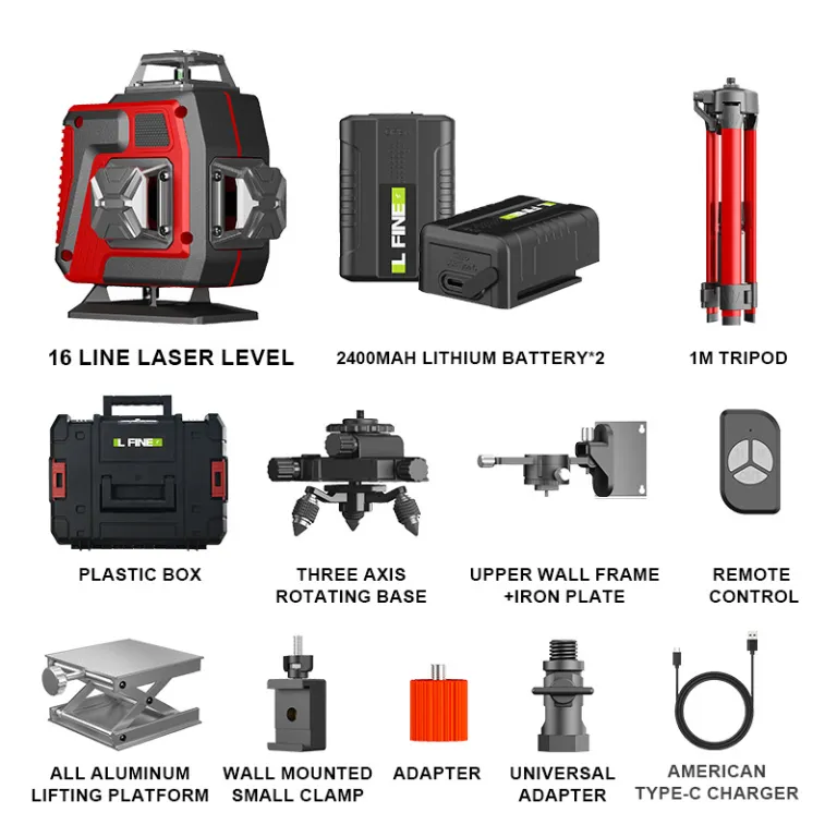 تراز لیزری LFINE 16 خط 4D3D12 خط با پایه laserlevel