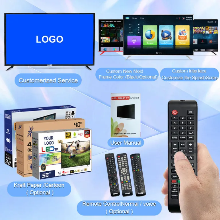 تلویزیون هوشمند بدون قاب شبکه‌ای 32 اینچ 65 اینچ 75 اینچ 85 اینچ 4K عمده کارخانه تولیدکننده تجارت خارجی