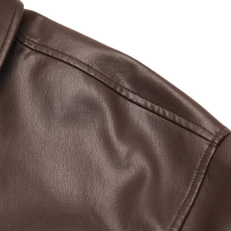 ZARA کاپشن چرم مردانه یقه برگردان زیپ‌دار ضدباد مینیمال با الهام از سبک وینتیج