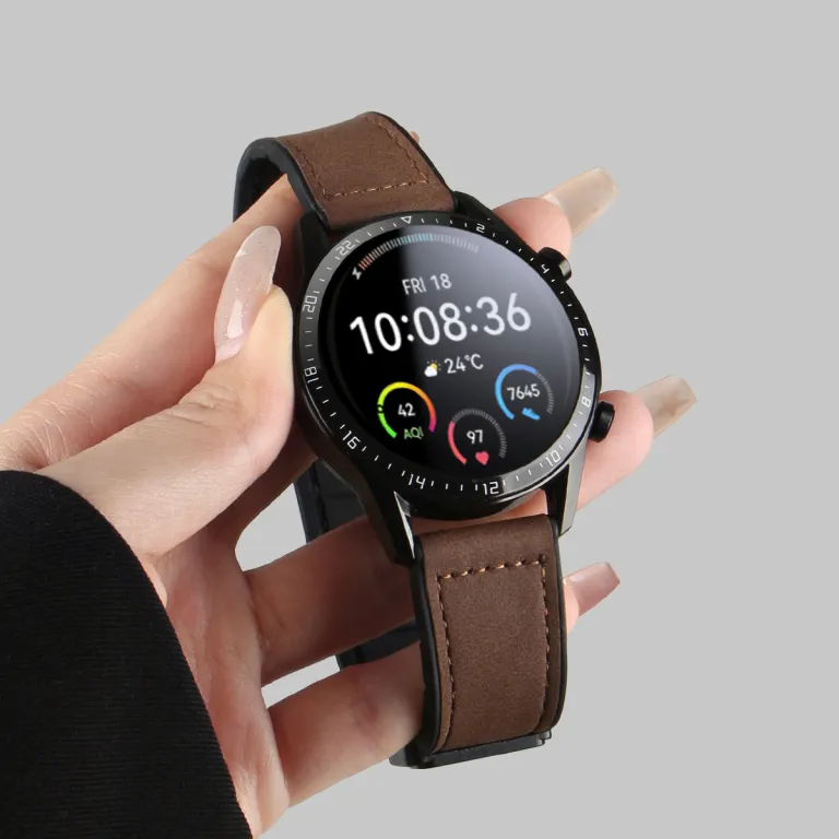 بند چرمی gt6 مناسب ساعت هوشمند هواوی واچ gt7 مدل watchgt5 طرح جدید اسپرت 3 تنفسپذیر gt4 پاییز و زمستان