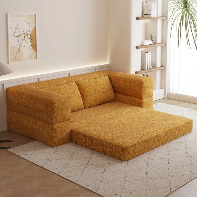 مبل تاشو دوکاره با جاروبرقی فشرده‌شونده مدولار برای فضاهای کوچک، مبل تخت‌خواب‌شو برای پذیرایی و اتاق خواب، تاتامی راحتی خانگی