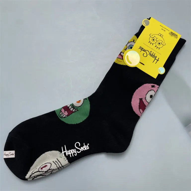 جوراب زنانه رنگارنگ HappySocks طرح کارتونی بامزه مدل اینستاگرامی نیمه‌ساقه بیرونی خیابانی
