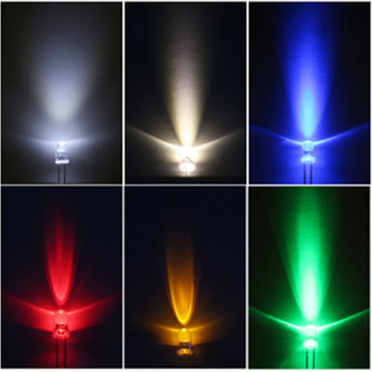 F3 LED نشانگر قرمز با پایه کوتاه F5 چراغ آبی سفید و آبی یخی با پایه بلند، سبز و زرد