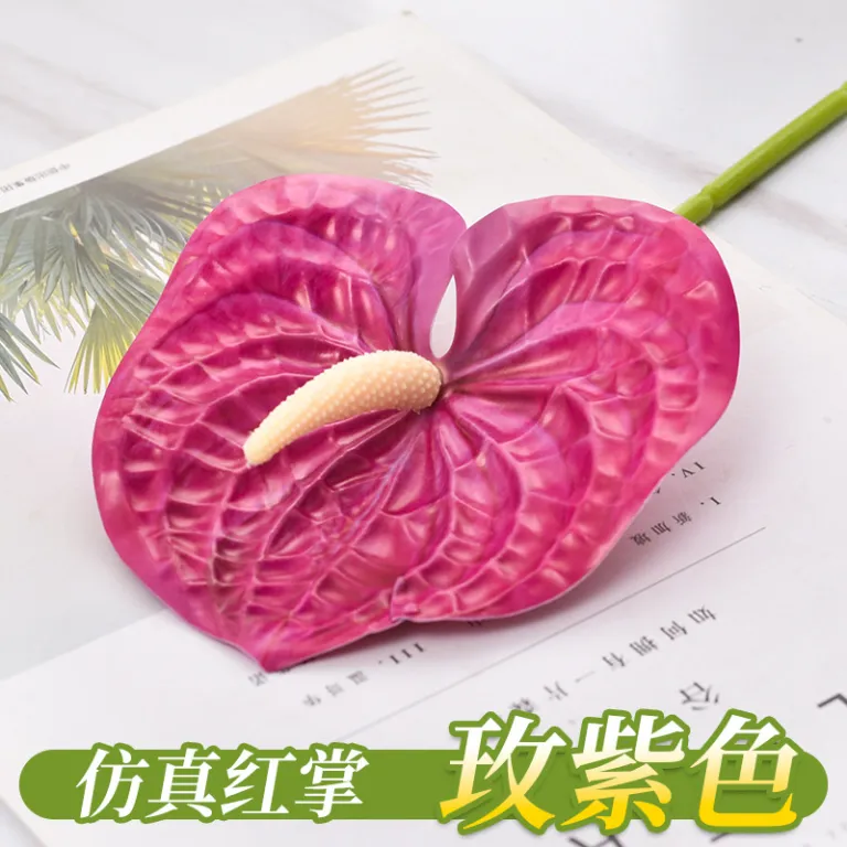 گل آنتوریوم مصنوعی تک شاخه 3D با بافت طبیعی فلامینگو دکور صحنه خانه چیدمان تزئینی شاخه گل مصنوعی دسته گل