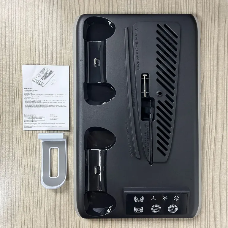 PS5/slim/Pro پایه خنک‌کننده چندمنظوره کنسول بازی با نور RGB PS5 شارژر دسته و آویز هدفون