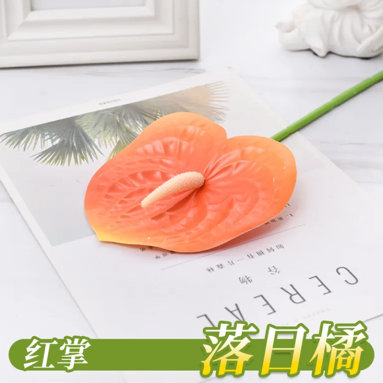 گل آنتوریوم مصنوعی تک شاخه 3D با بافت طبیعی فلامینگو دکور صحنه خانه چیدمان تزئینی شاخه گل مصنوعی دسته گل