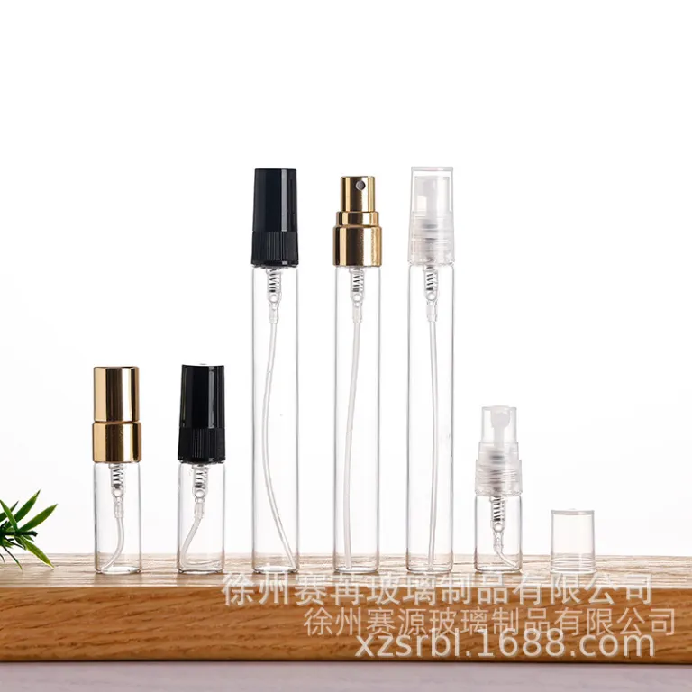 شیشه اسپری عطر ضخیم موجود در انبار کارخانه، مناسب نمونه عطر و پرفیوم قابل حمل، شیشه‌ای لوکس