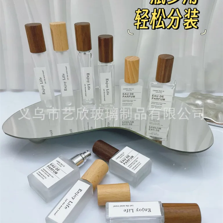 شیشه تقسیم عطر با درب چوبی خالی شیشهای 10ml لوکس مسافرتی قابل حمل 5ml شیشه اسپری نمونه شیشه عطر