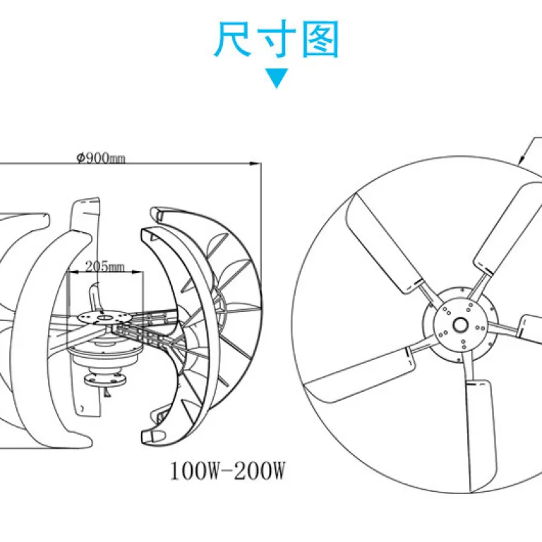 توربین بادی فانوس قرمز زیشی، توربین بادی Windturbine، باتری 100W پرقدرت خانگی خارج از شبکه