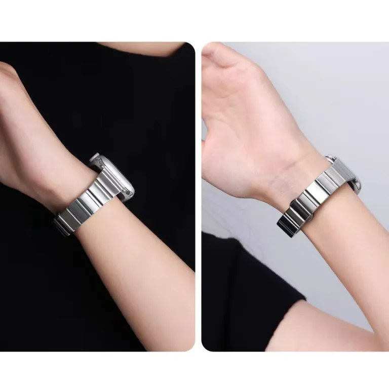 بند مناسب اپل واچ S10 بند iWatchS9 استیل ضدزنگ زنانه طرح کمر باریک s11 حس لوکس ورزشی تابستانی