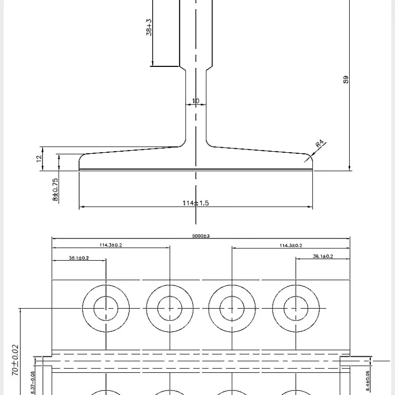 ریل آسانسور ماشین‌کاری‌شده T شکل T75/T78/T89/T90/T127T114T82T50 ریل آسانسور