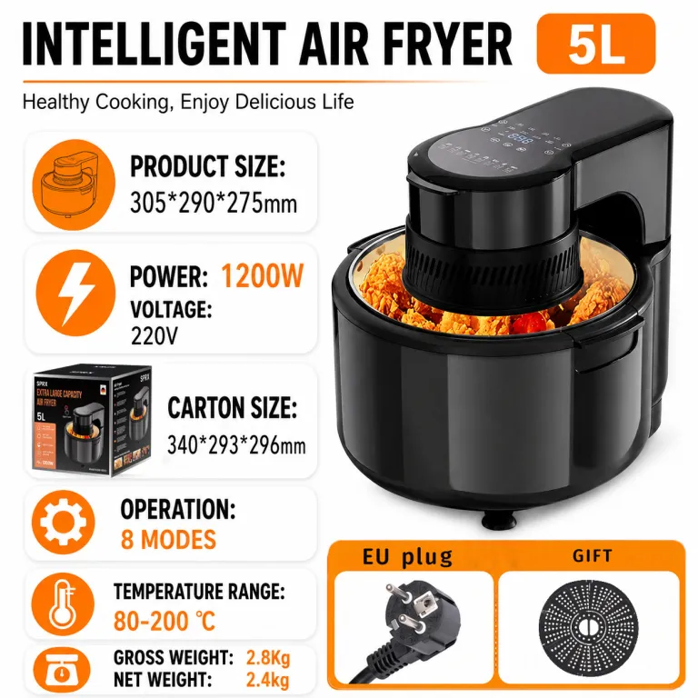 2026 سرخ‌کن بدون روغن مدل جدید خانگی، دستگاه چندکاره سرخ‌کن و فر airfryer سفارشی 6 لیتر