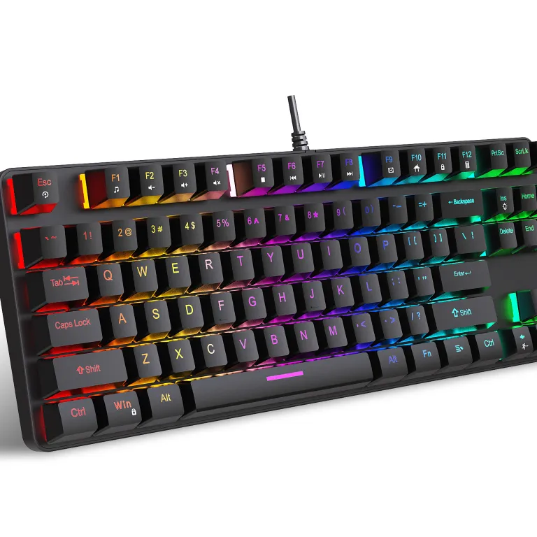 کیبورد مکانیکی فلزی K87 با 87 کلید، نور RGB، سوییچ آبی، مناسب بازی و اداری