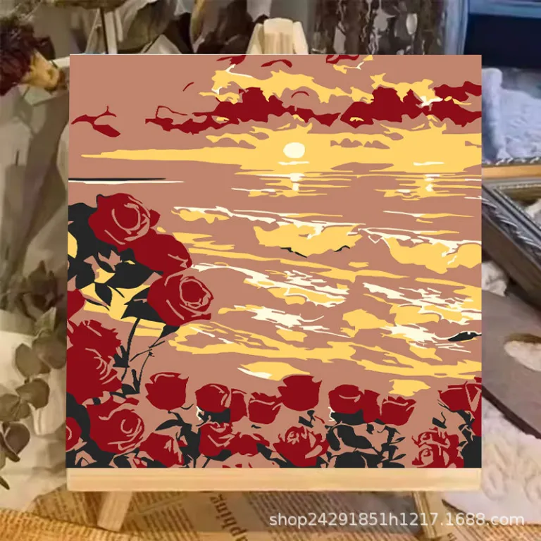 نقاشی رنگ‌روغن دیجیتال گل DIY رنگ‌آمیزی نقاشی دستی کودکانه نقاشی دستی پر کردن منظره لاله نقاشی رنگ‌روغن دیجیتال عمده