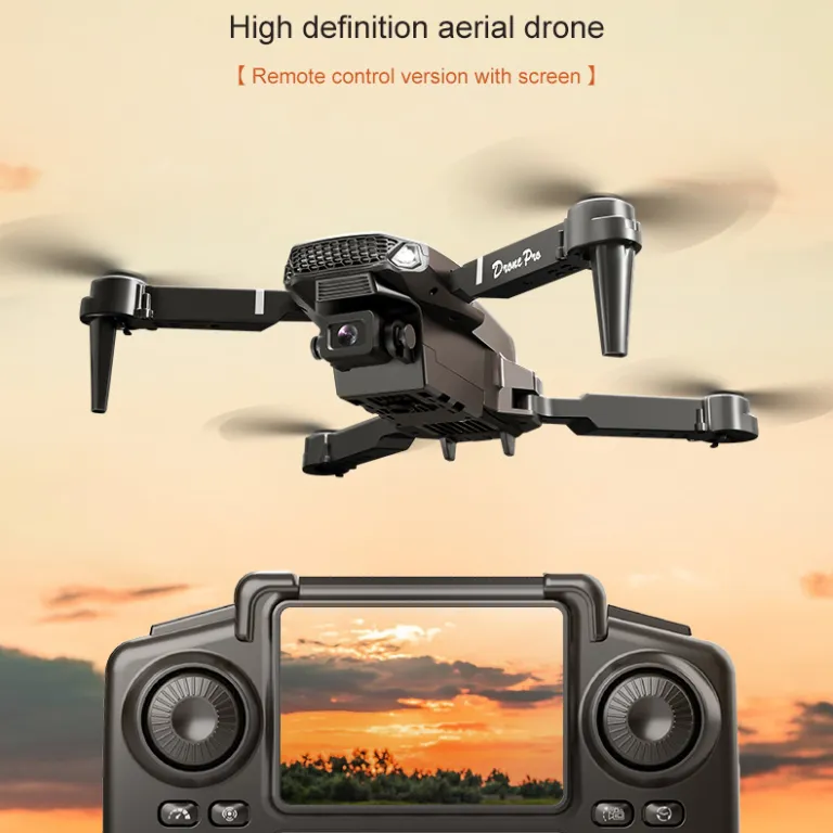 پهپاد چهار ملخه اسباب‌بازی کودکان با صفحه‌نمایش اختصاصی و دوربین هوایی، مدل جدید drone برون‌مرزی e88