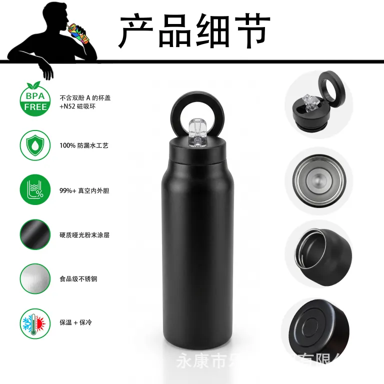 قمقمه مغناطیسی جدید Ringo با پایه نگهدارنده موبایل و بطری ورزشی 24oz، ظرفیت بالا، مناسب فضای باز و خودرو