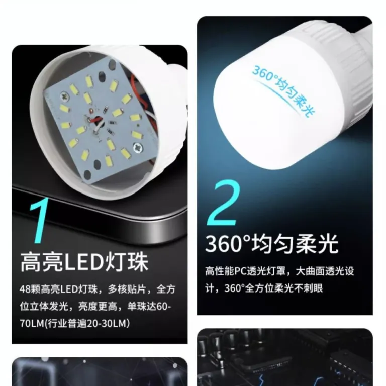 چراغ LED قابل حمل برای بازار شب، کمپینگ و روشنایی خانگی با پایه بلند