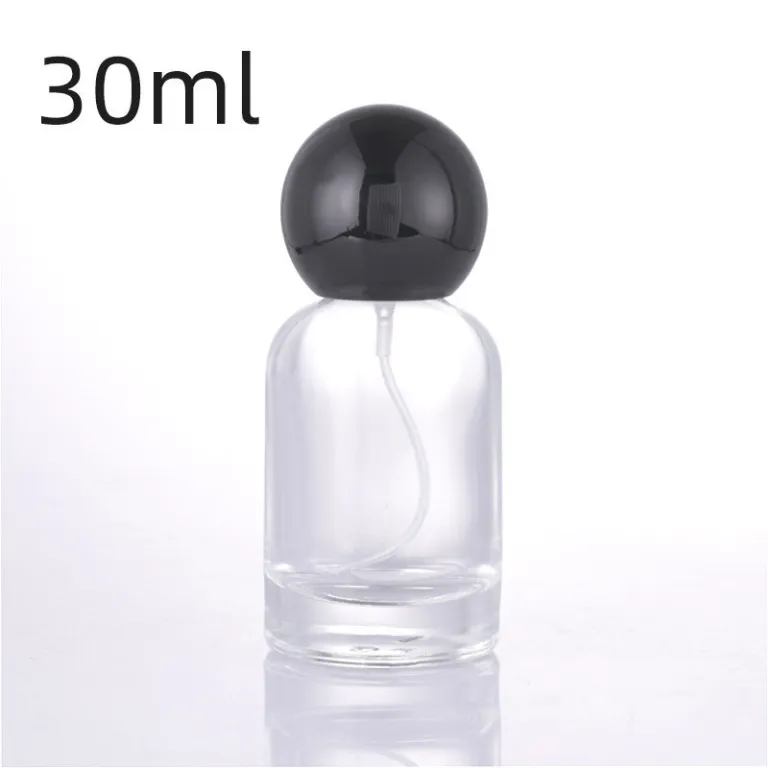 بطری تقسیم عطر با درپوش چوبی، بطری عطر قابل حمل لوکس با ظرفیت بالا، بطری خالی پمپی شیشه‌ای شفاف جایگزین