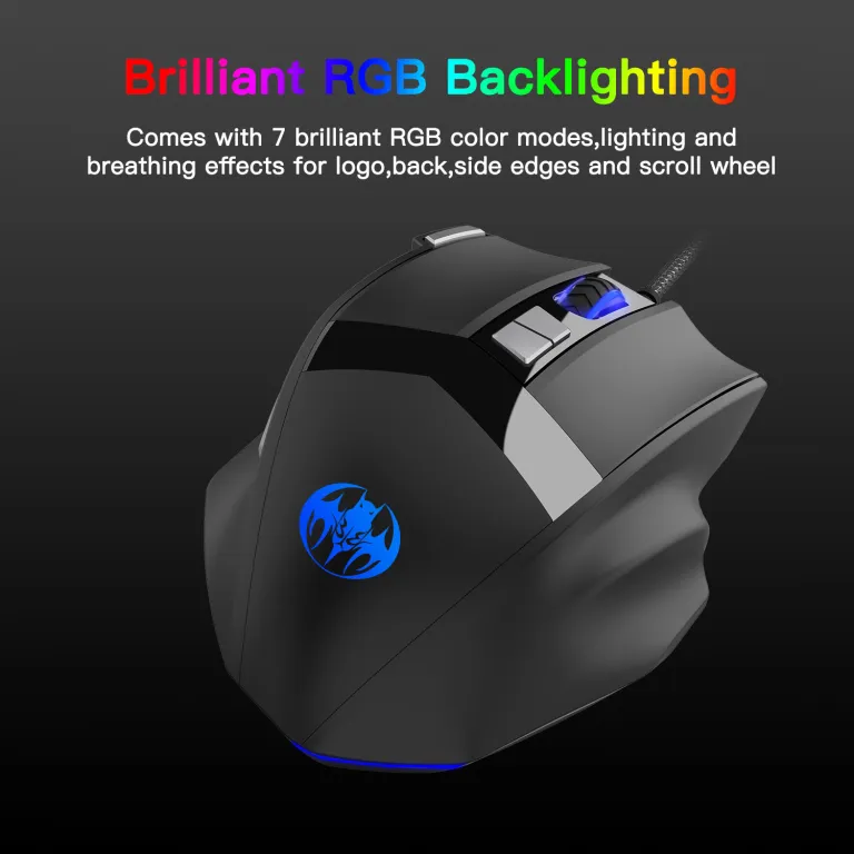 ماوس گیمینگ بی‌سیم بلوتوثی بی‌صدا با شارژ بی‌سیم 10 کلید و نور RGB 4800DPI