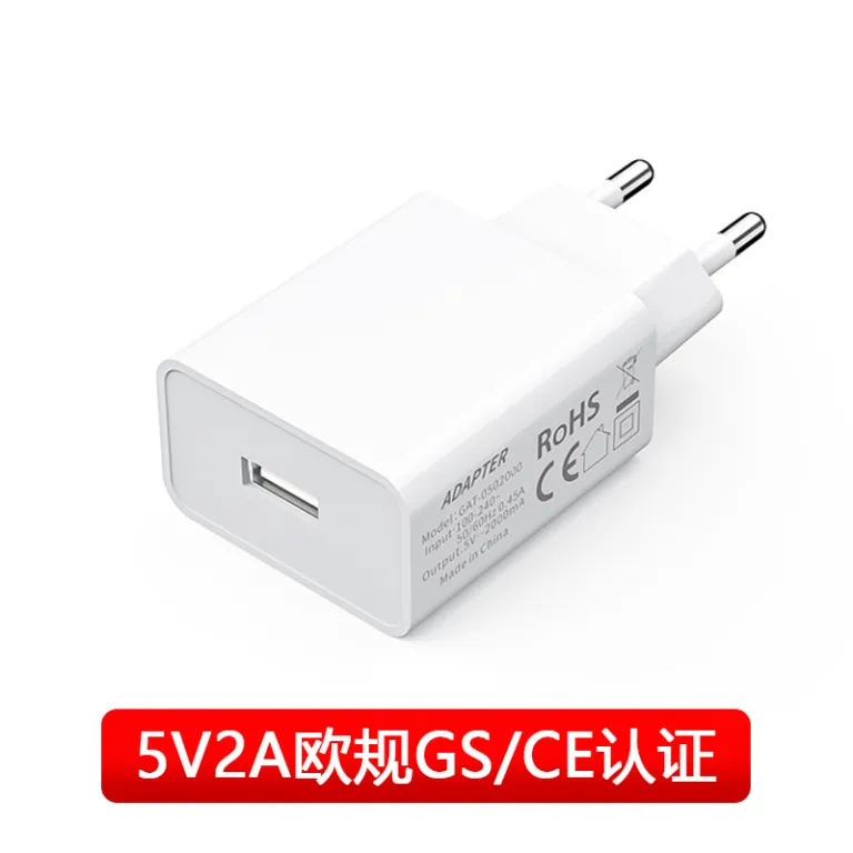 5V2A شارژر USB استاندارد اروپا، هد شارژر دارای گواهی GS اروپا و آداپتور دارای گواهی CE از TUV Rheinland