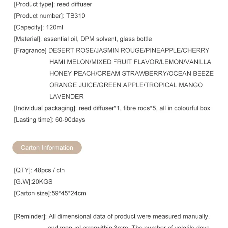 120ML دیفیوزر چوبی با اسانس طبیعی، خوشبوکننده هوا مناسب اتاق خواب، دفتر کار و منزل