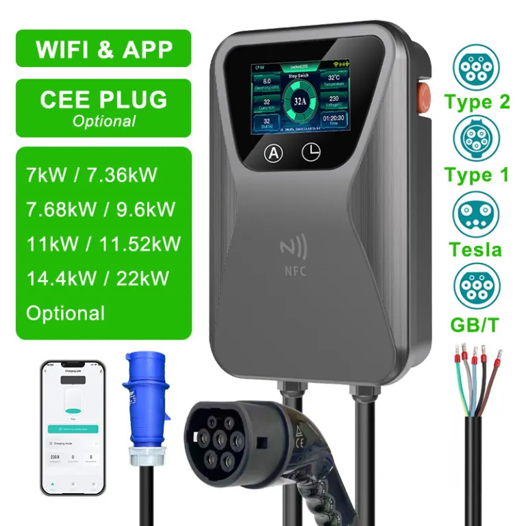 شارژر خودروی برقی 7KW خانگی با استاندارد اروپا برای خودروهای انرژی نو، مناسب برای BYD و تسلا 11KW22KW استاندارد آمریکا