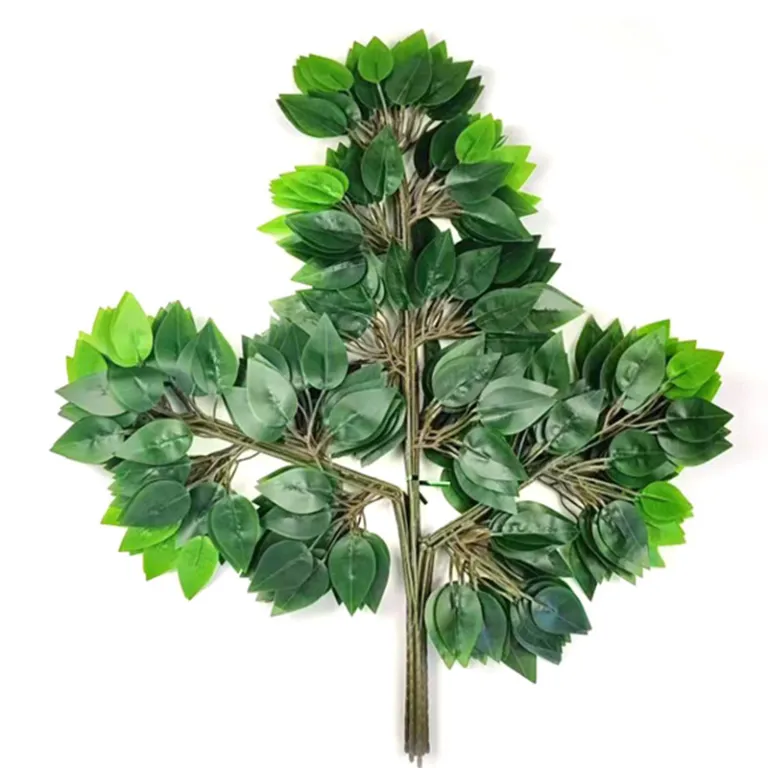 شاخه مصنوعی برگ انجیری با روکش پلاستیکی، برگ سبز مصنوعی برای تزئین باغ و فضای سبز