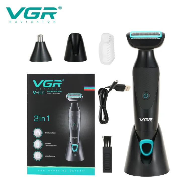 VGR601تیغ اصلاح صورت مردانه ضد خراشIPX4موزن بینی قابل شستشو دوکاره ریشتراش