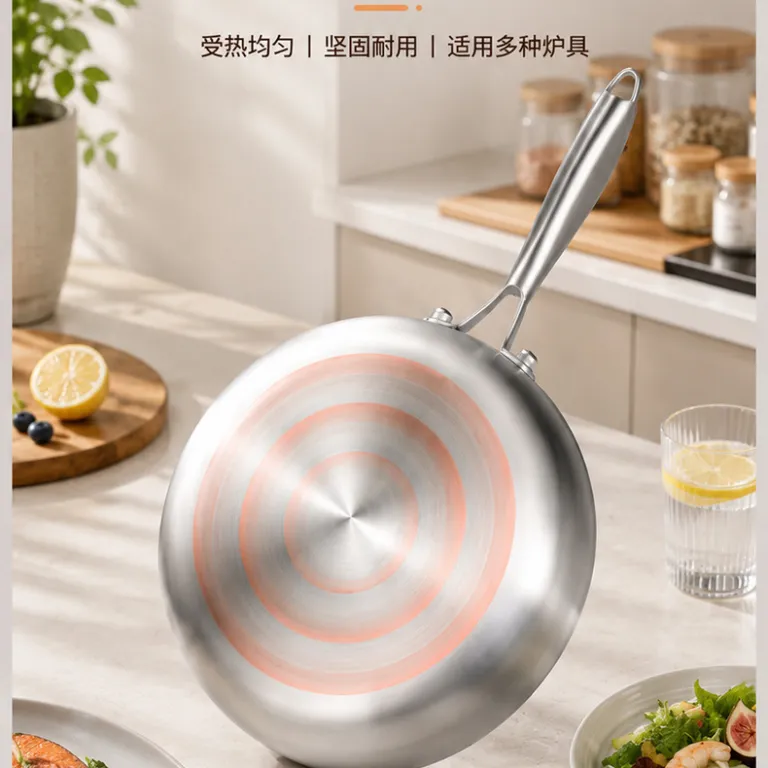 ماهیتابه استیل سه لایه 304 نچسب بدون پوشش مخصوص پنکیک و استیک