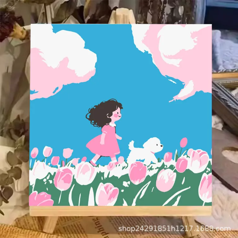نقاشی رنگ‌روغن دیجیتال گل DIY رنگ‌آمیزی نقاشی دستی کودکانه نقاشی دستی پر کردن منظره لاله نقاشی رنگ‌روغن دیجیتال عمده
