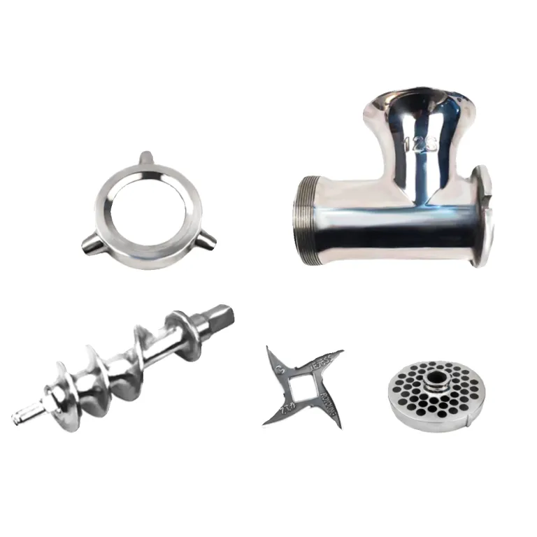 لوازم چرخ‌گوشت ژنگیوان RY-12S 22S 32S تیغه ضربدری، صفحه سوراخ‌دار، سه‌راهی، مارپیچ فولاد ضدزنگ، مهره بزرگ