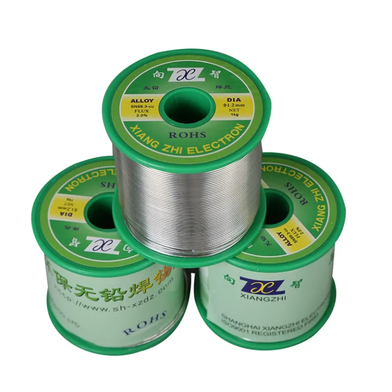0.8mm سیم لحیم بدون سرب با کیفیت، سیم لحیم‌کاری سازگار با محیط زیست، تولیدکننده SN99.30.7CU سیم قلع خالص با مغزی رزین