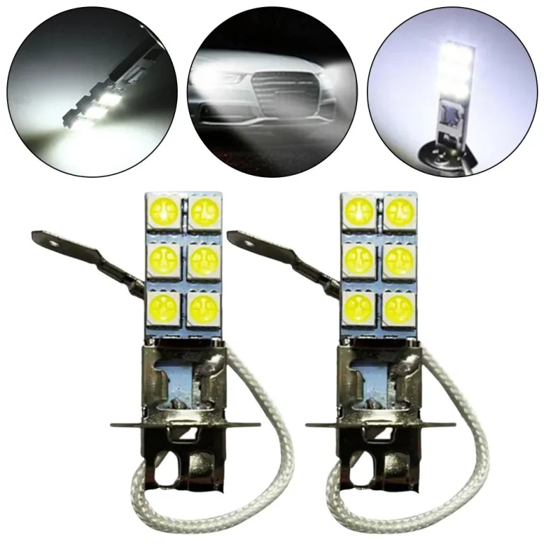 چراغ مه‌شکن خودرو پرفروش صادراتی LEDH1/H3 با تراشه LEDH1-12SMD-5050 LED ضد مه با روشنایی بالا