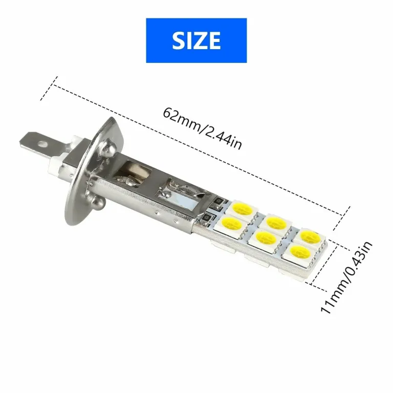 چراغ مه‌شکن خودرو پرفروش صادراتی LEDH1/H3 با تراشه LEDH1-12SMD-5050 LED ضد مه با روشنایی بالا