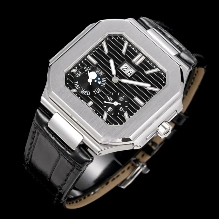 ساعت مردانه کلاسیک تمام اتوماتیک مکانیکی سری Patek Nautilus 5822 با بند چرمی، آماده دراپ‌شیپینگ